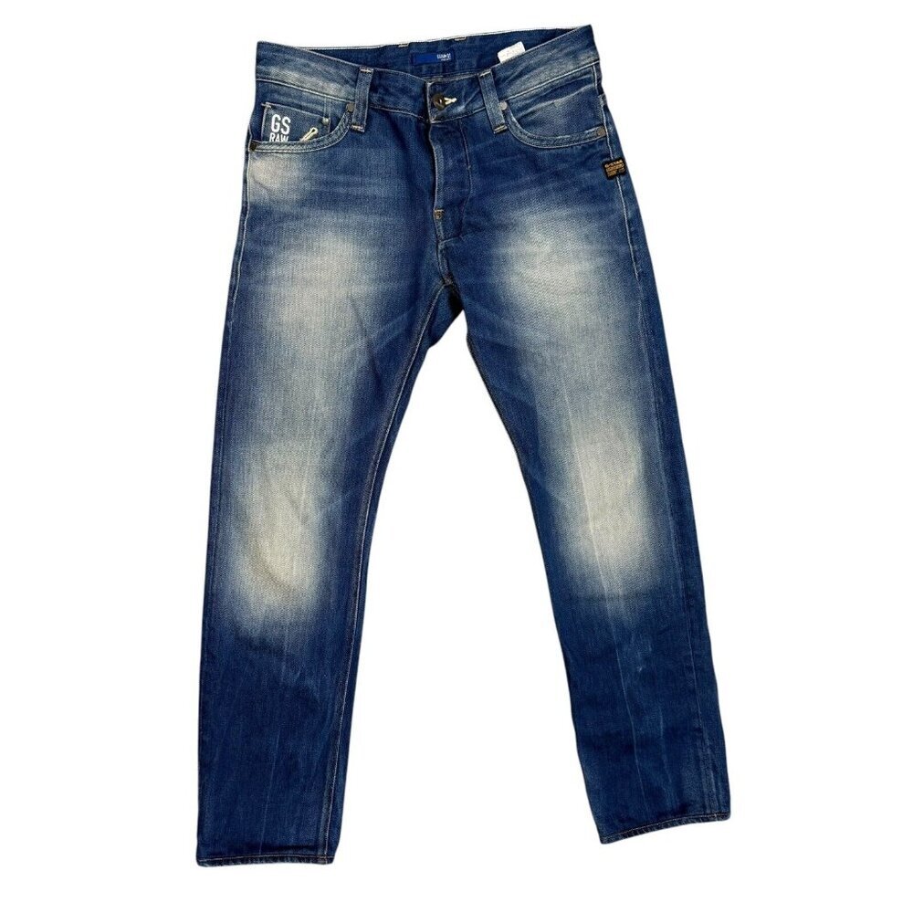 G-Star RAW 01 Denim Jeans Faded Blue Zipper Pocket Button Fly W30xL30